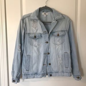 Distressed Light Wash Denim Jacket - Boyfriend Fit